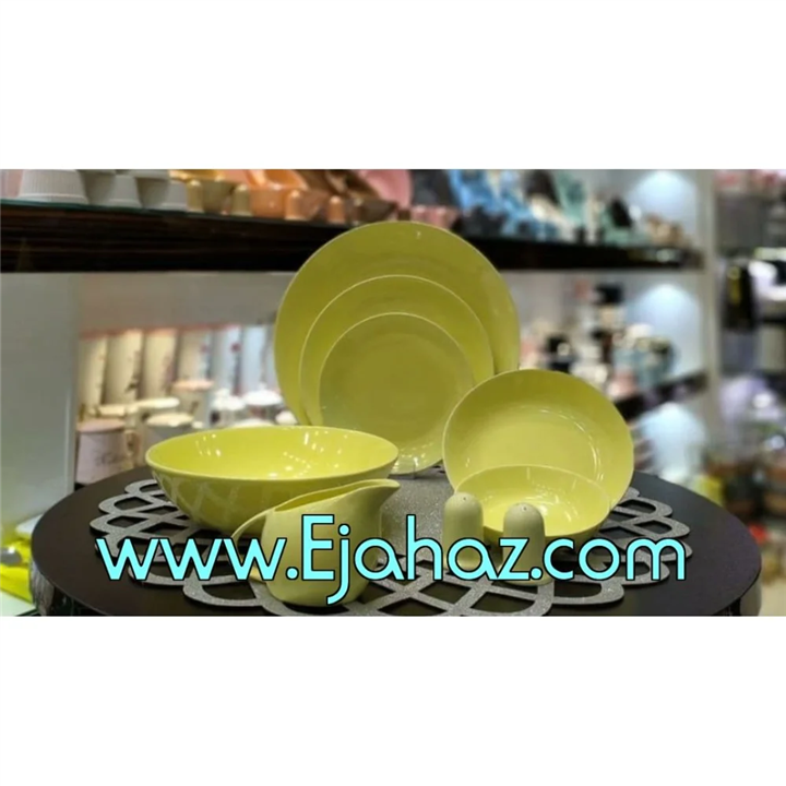 سرویس غذاخوری 30 پارچه چینی سرامیک رنگی زرد کلارا رومز